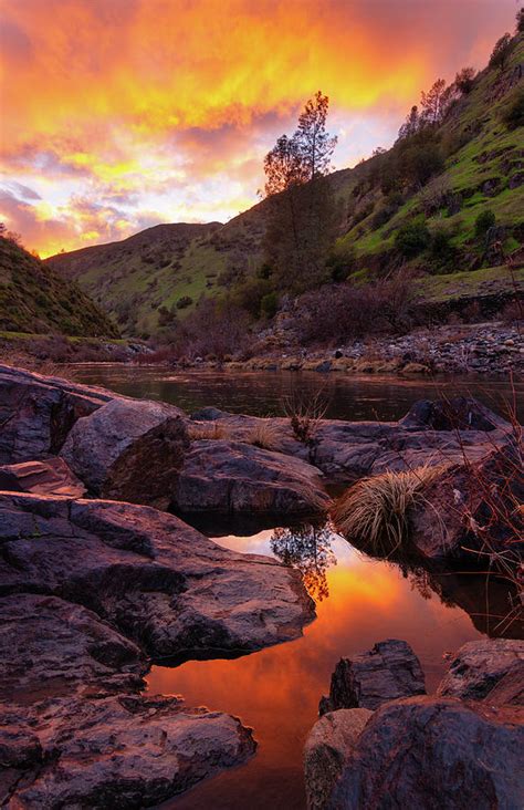 Sunset over the Merced River Photograph by Jim Brown