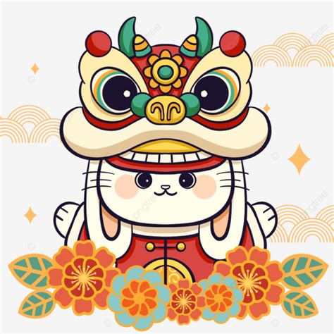 Chinese New Year Rabbit Border Chinese Cartoon Flowers, New Year, Rabbit, Frame PNG Transparent ...