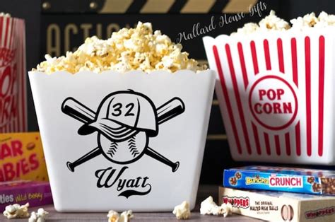 Personalized Baseball Popcorn Tub Custom Popcorn Tub Party | Etsy