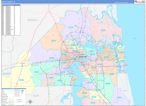 Duval County, FL Wall Map Color Cast Style by MarketMAPS - MapSales