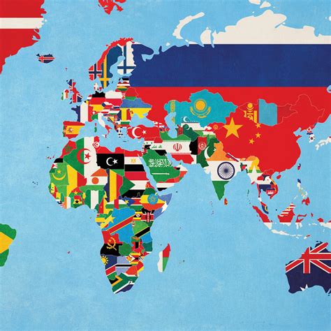 World Map With Flags Poster Geographica - Riset