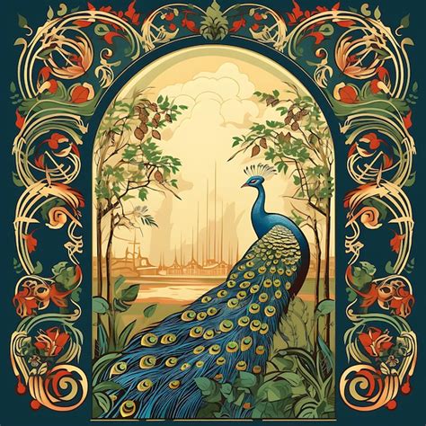 Premium AI Image | Arch Door With Peacocks and Vines Lush Exotic Shades ...