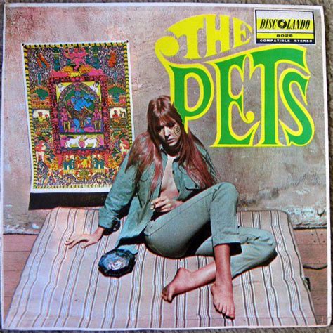 an album cover for the pets featuring a woman sitting on a bed with her legs crossed