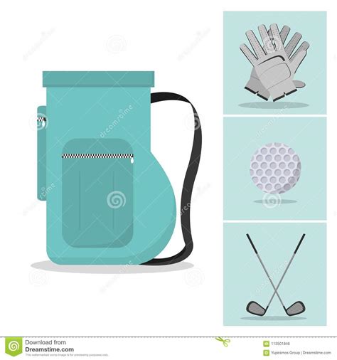 Set of golf equipment stock vector. Illustration of green - 113501846