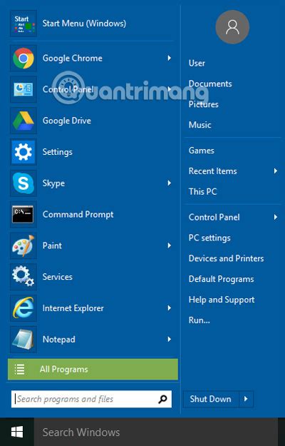 How to put Windows 7 Start button on Windows 10 computer - TipsMake.com