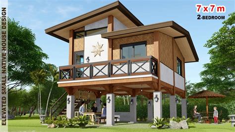 Ep 32 modern native small house design 2 bedroom 7x7m elevated modern ...