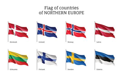 Flags Of Northern Europe Countries Stock Illustration - Download Image ...