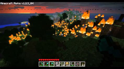 huge minecraft forest fire - YouTube