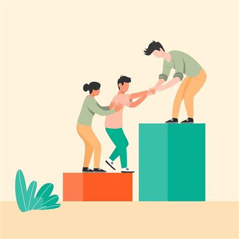 Teamwork illustration concept vector, worker helping each other for ...