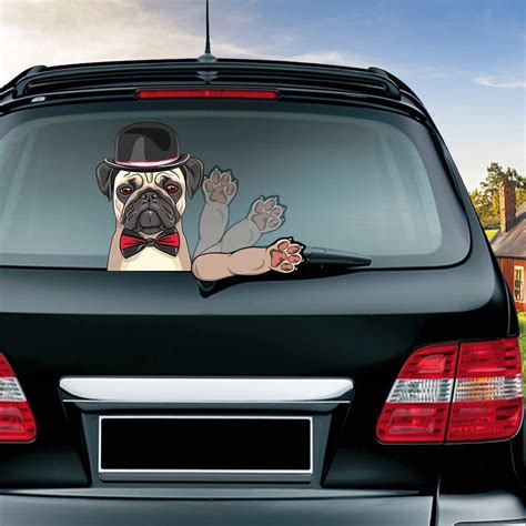 Rescue Dog Funny Waving Wiper Decals PVC Rear Window Wiper Stickers ...