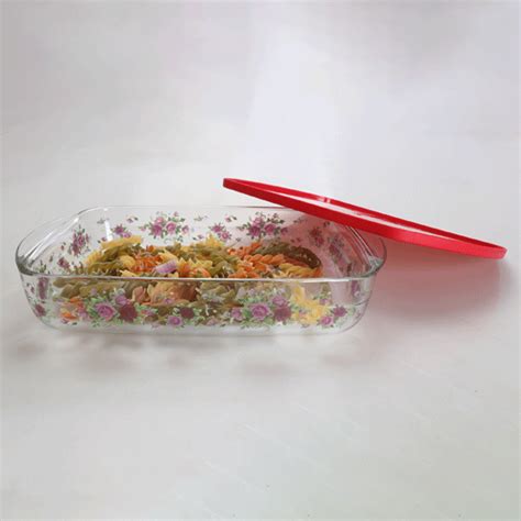 1.6L Rectangular Borosilicate Baking Dish with Plastic Lid – Giacomo ...