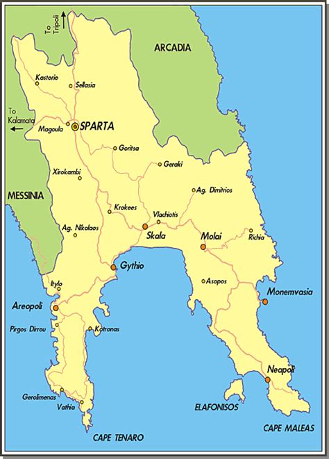 Laconia map (Sparta) – Detailed map of Laconia GREECE