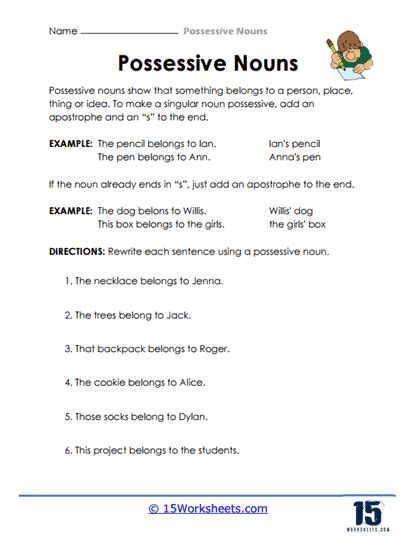 Singular and Plural Possessive Noun Worksheets For Grade 3 - Worksheets Library