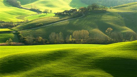 Tuscany, Italy, Europe, hills, green, field, 4K HD Wallpaper