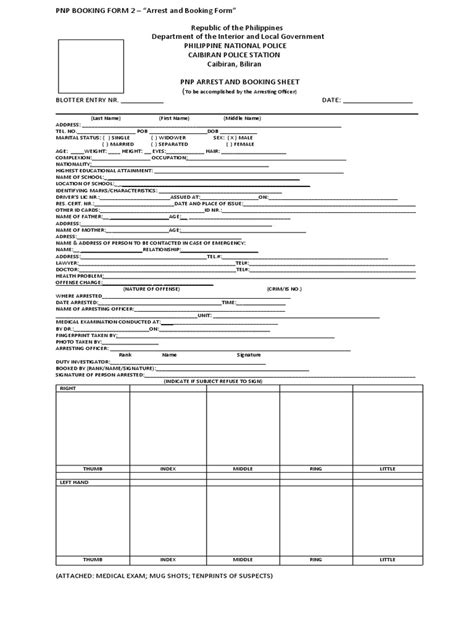 PNP Arrest and Booking Sheet | PDF | Criminal Justice | Crime & Violence