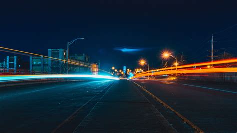 Wallpaper Night city road, lights 3840x2160 UHD 4K Picture, Image