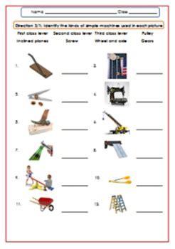 Simple Machines Worksheet/Test/Exercises For G.4-6 by Smiley Teacher