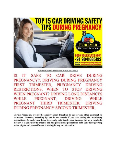 Top 15 car driving safety tips during pregnancy | Driving safety, Best ...