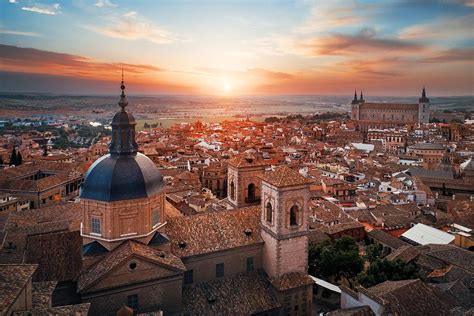 Aerial view of Toledo skyline sunset Photograph by Songquan Deng - Fine ...