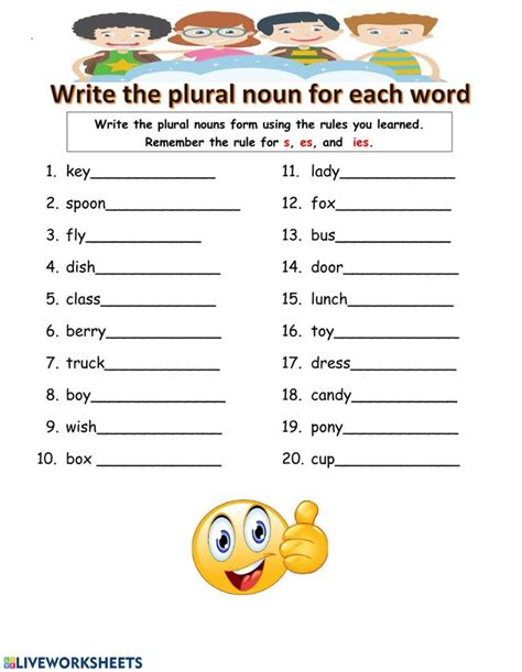 Plural - Interactive worksheet | Nouns worksheet, Singular and plural nouns, Plurals