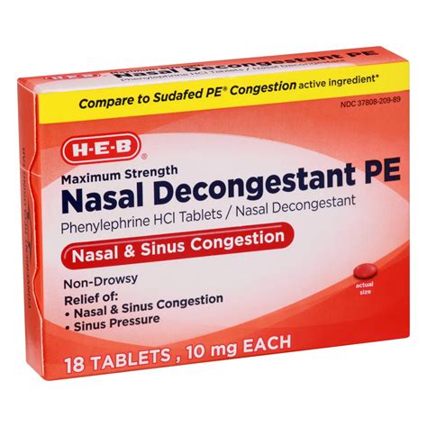 H-E-B Maximum Strength Nasal Decongestant PE Tablets - Shop Sinus ...