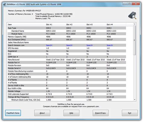 PassMark RAMMon - Identify RAM type, speed & memory timings