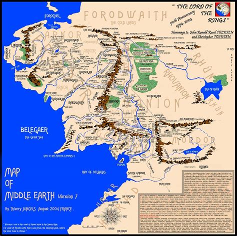 Full Map Of Middle Earth : Tolkien's book the lord of the rings.