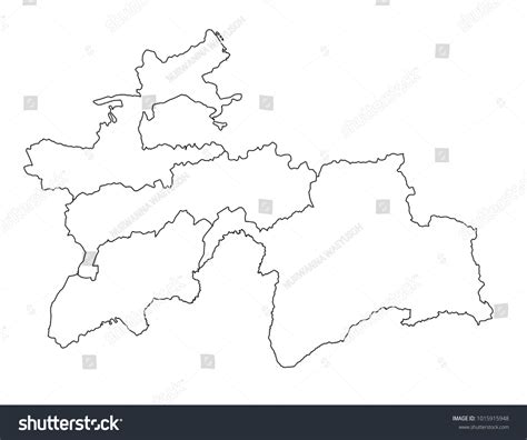 Tajikistan Outline Map Detailed Isolated Vector Stock Vector (Royalty ...