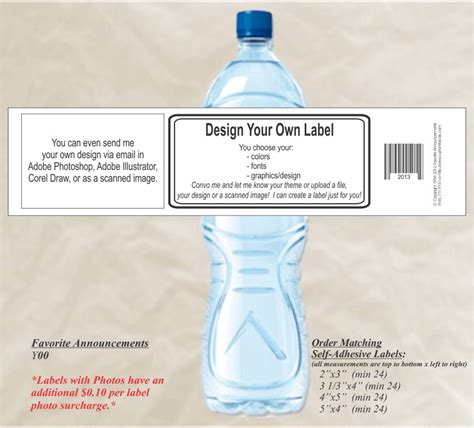 DIY Make Your Own Water Bottle Label Custom Water Bottle