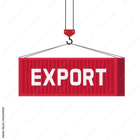 Large shipping container with export text loading via crane vector ...