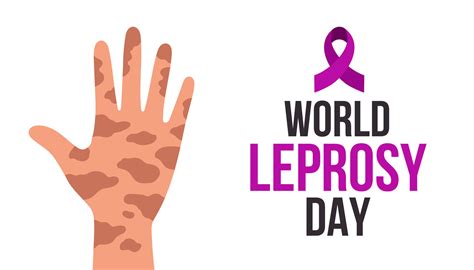 World Leprosy Day vector illustration with hand and purple ribbon ...