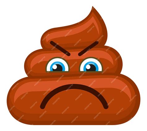 Premium Vector | Angry poo emoji. Grumpy poop pile emoticon