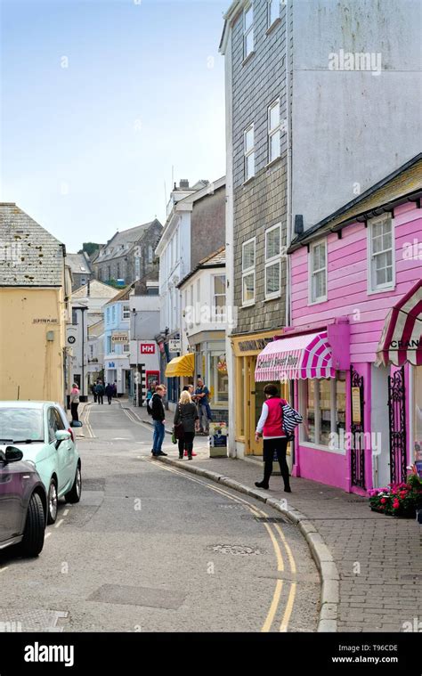 Fore Street in Salcombe town centre on a summers day, Devon England UK Stock Photo - Alamy