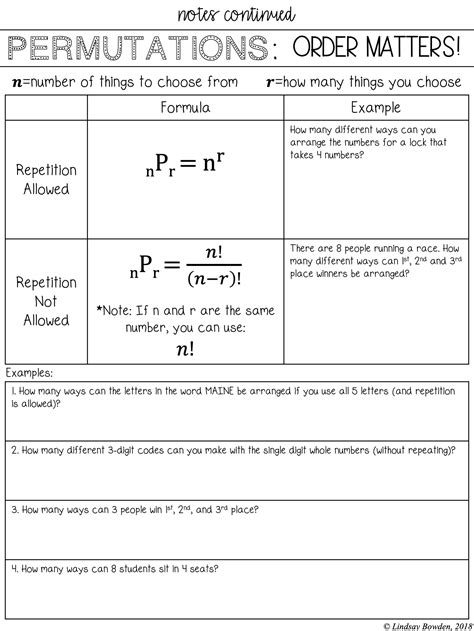 Permutations And Combinations Worksheet – Zip Worksheet