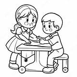 Big Sister Helping Little Brother Coloring Page 26604 21037 sketch template
