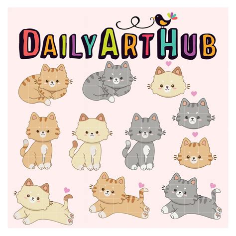 Cute Kitten Illustration Clip Art Set – Daily Art Hub // Graphics ...