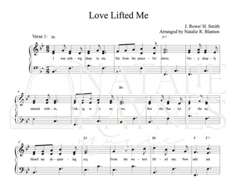 Love Lifted Me - Sheet Music - Natalie Raynes Music