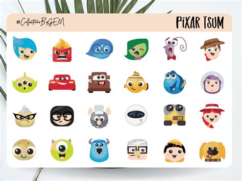 Disney Pixar Tsum Sticker Sheet/ Pixar Up Inside Out Monsters Inc ...