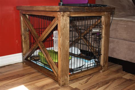 Rustic X end table to cover up dog kennel | Ana White