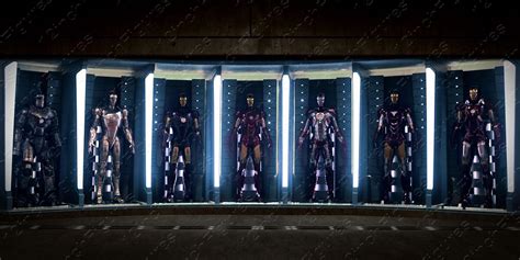 POSTER BACKDROP~IRON MAN~HALL OF ARMOR LARGE DX FOR 1/6 FIGURE TONY ...