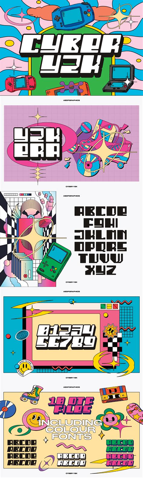 CYBER Y2K Aesthetic Colour Font Pack on Behance