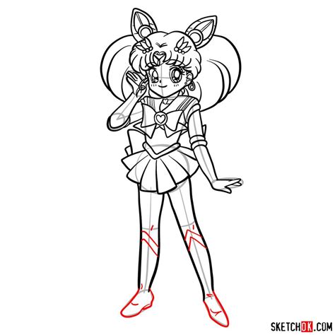 How to draw Sailor Chibi Moon step by step - Sketchok easy drawing guides