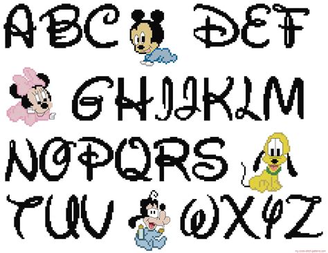 Cross stitch Disney baby alphabet font Disney and baby characters preview - free cross stitch ...