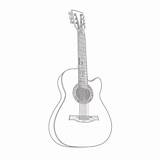 Guitar Outline Acoustic Pages Template Coloring Instrument Musical  sketch template