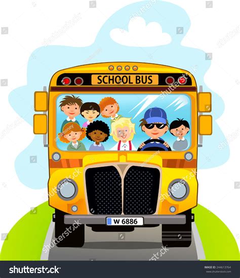 Cartoon School Kids Riding School Bus Stock Vector (Royalty Free) 244613764 | Shutterstock