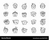 Funny wok Box With Asian Food coloring page Vector Image sketch template