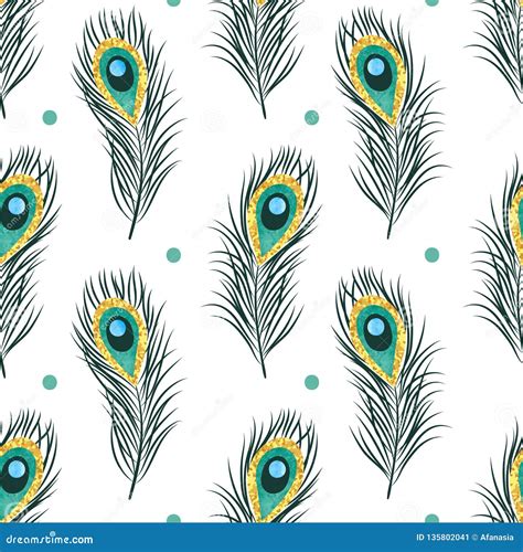 Seamless Peacock Feathers Pattern. Vector Background Stock Vector ...