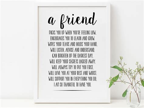 Friendship Quote Best Friend Card Instant Download Art | Etsy