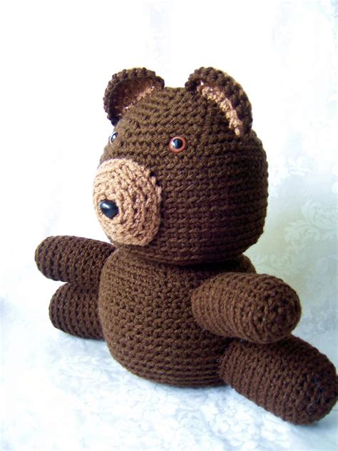 Crochet Baby Blanket, Blanket With Teddy Bear, Chocolate Tan Beige Baby ...