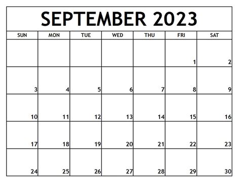 September 2023 Blank Calendar Printable Templates